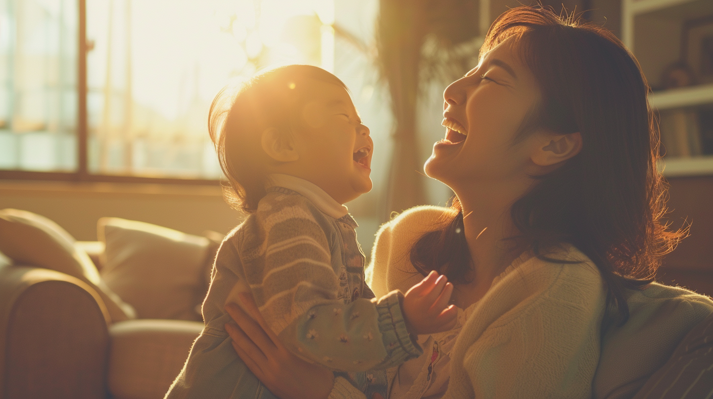 札幌・北広島で小児矯正を検討する親子へ、明るい光の中で笑顔で語り合う安心感のある風景
